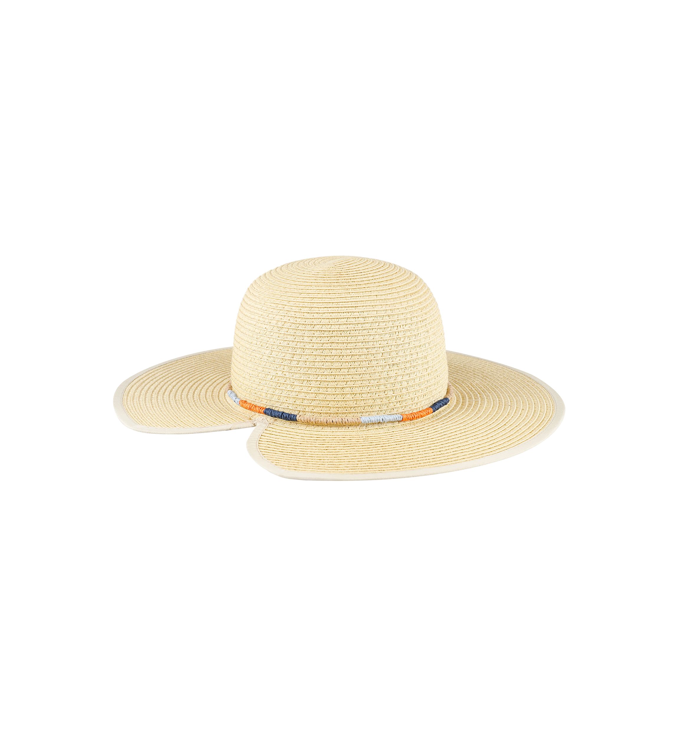 Domed Top Straw Hat with Multi Colored Rope Band