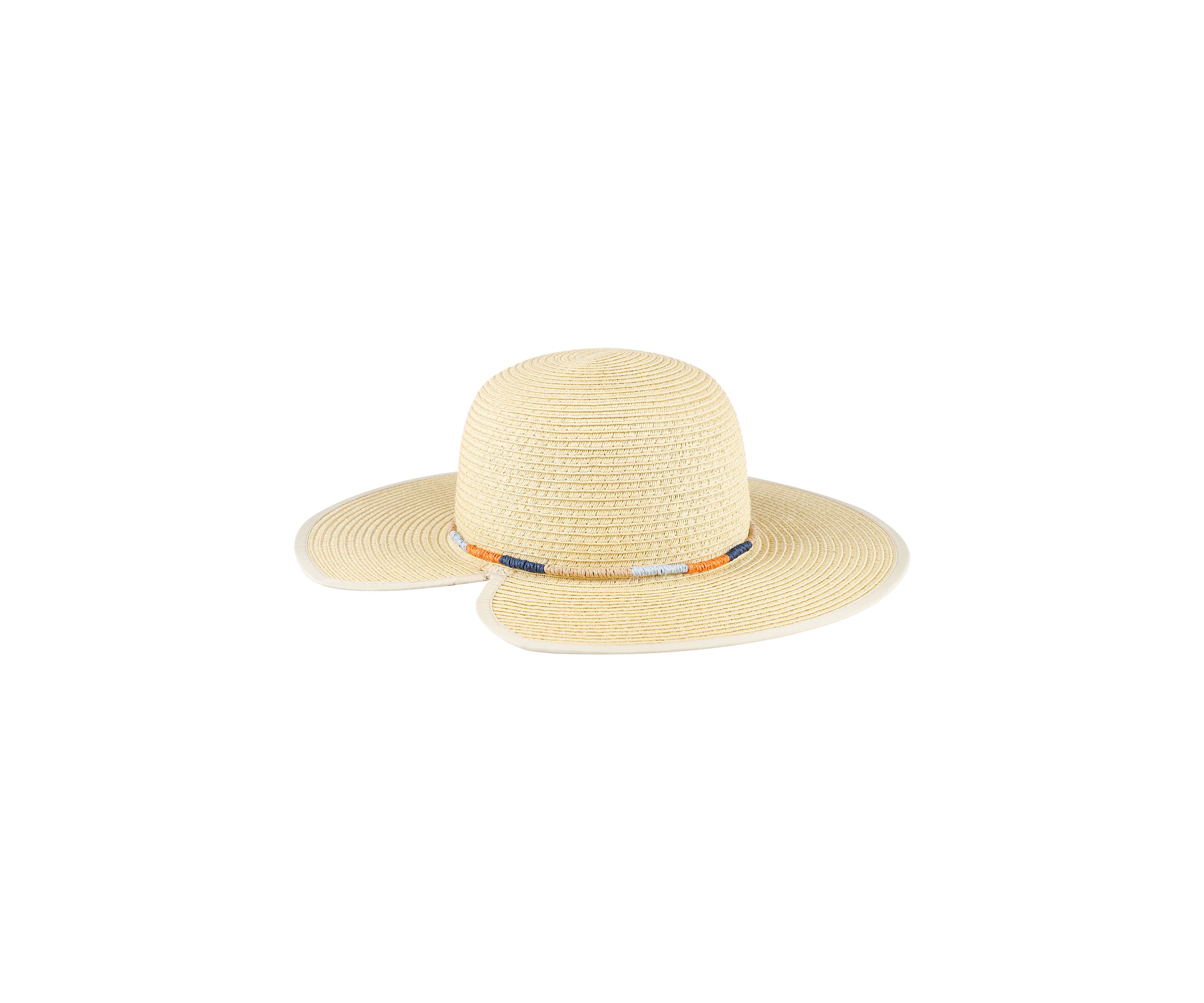 Domed Top Straw Hat with Multi Colored Rope Band