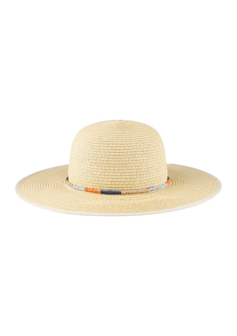 Domed Top Straw Hat with Multi Colored Rope Band