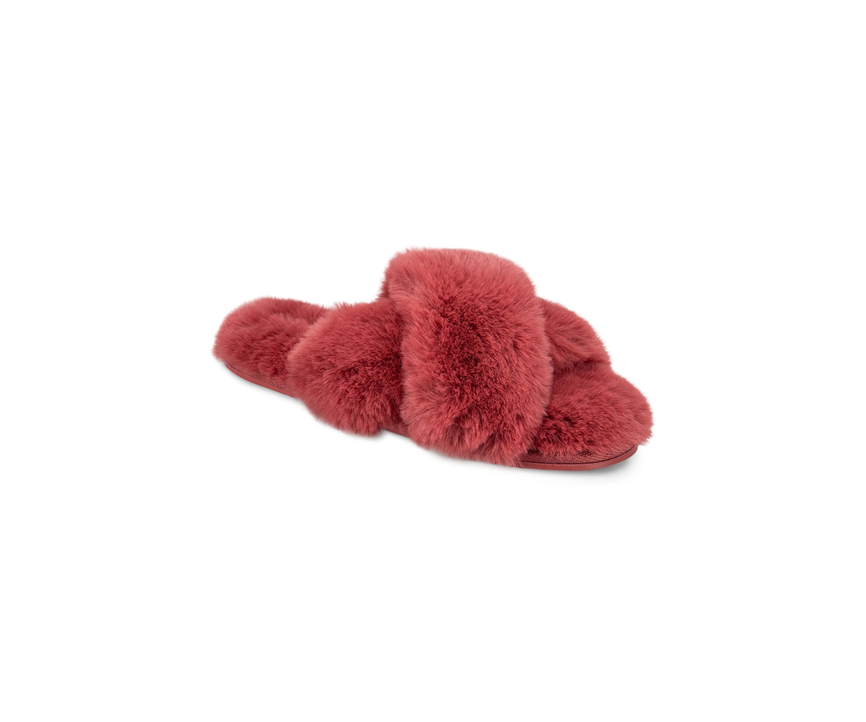 Womens High Plush Cross Slide Slippers
