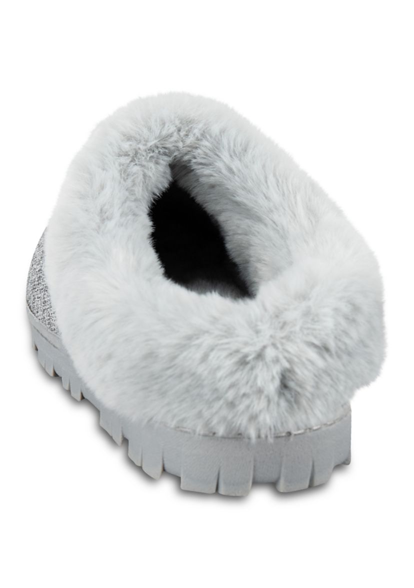 Womens Lurex Knit Clog Slipper
