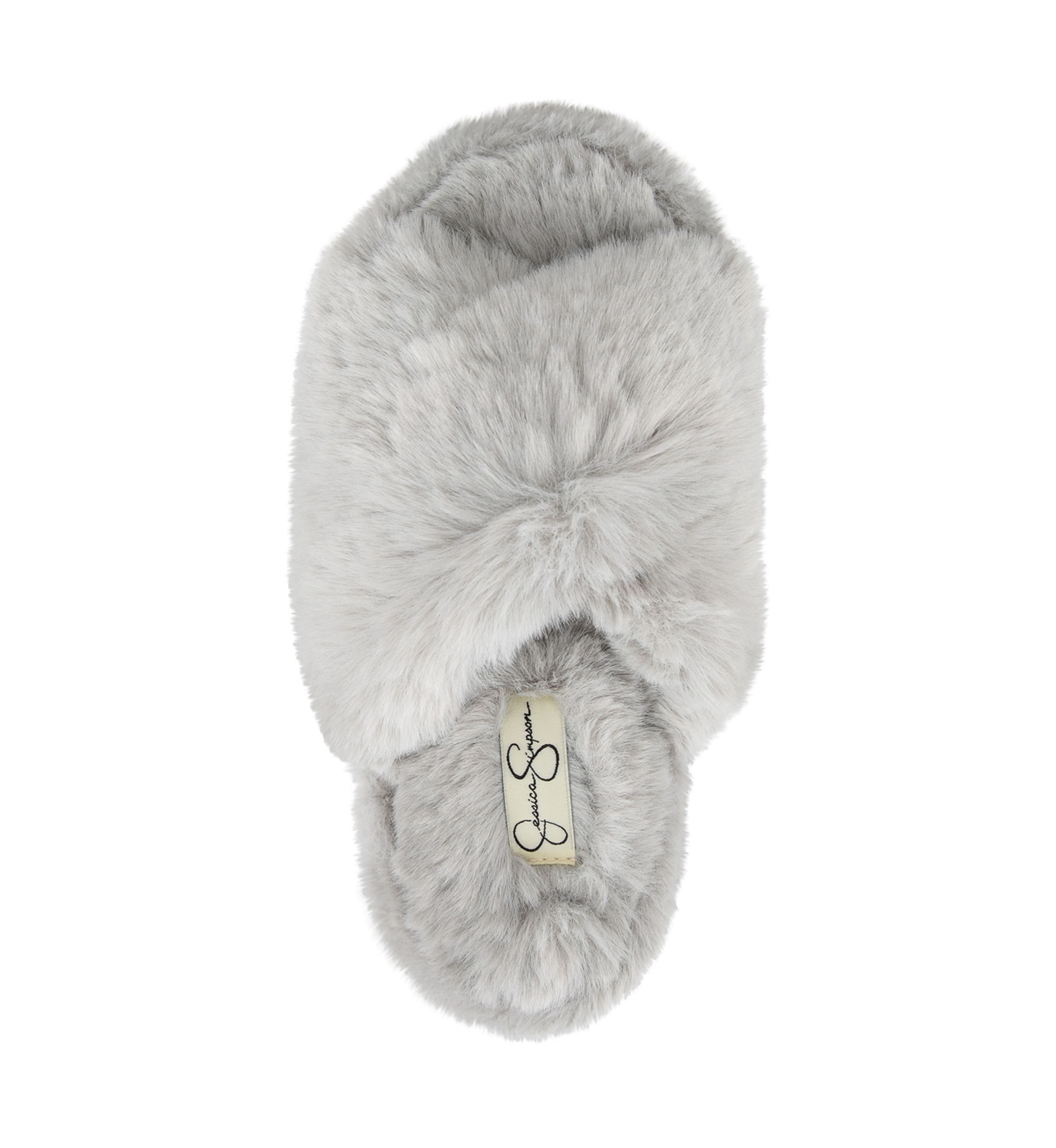 Plush Cross Band Platform Slide Slippers