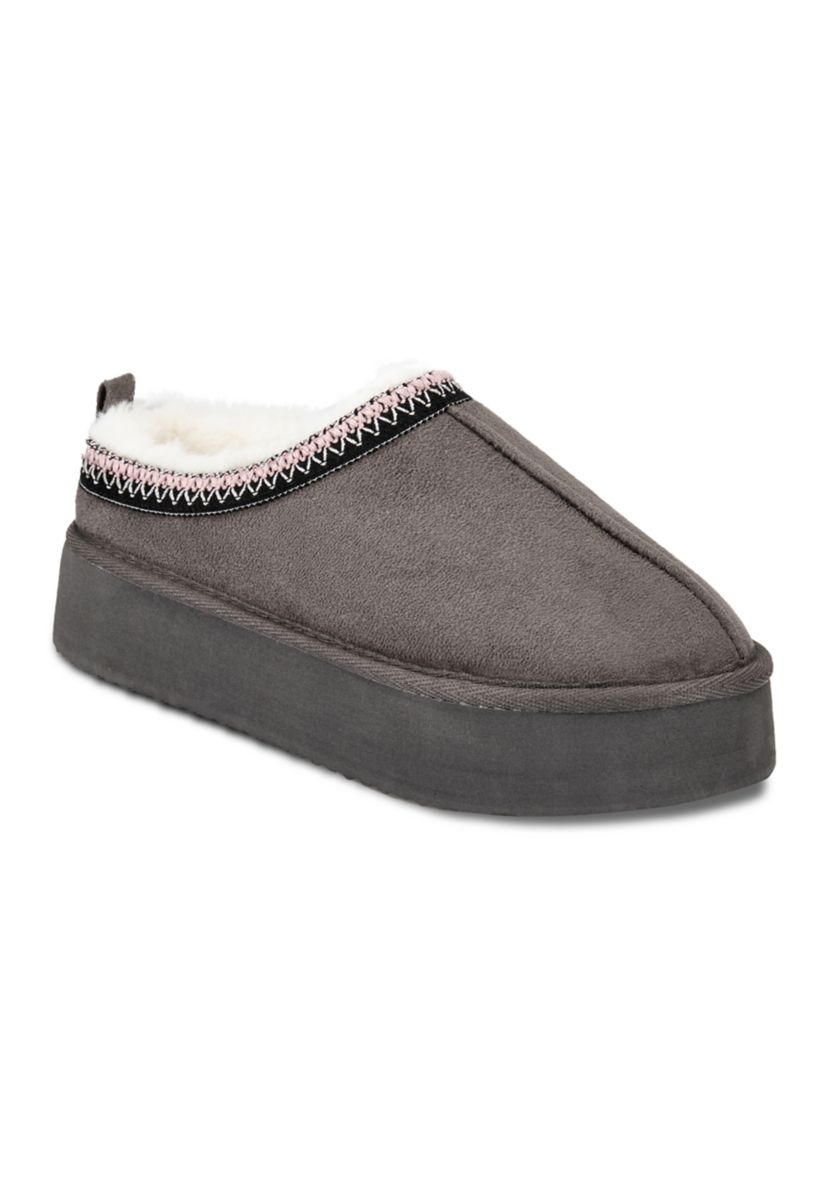 Womens Microsuede Platform Clog Slippers