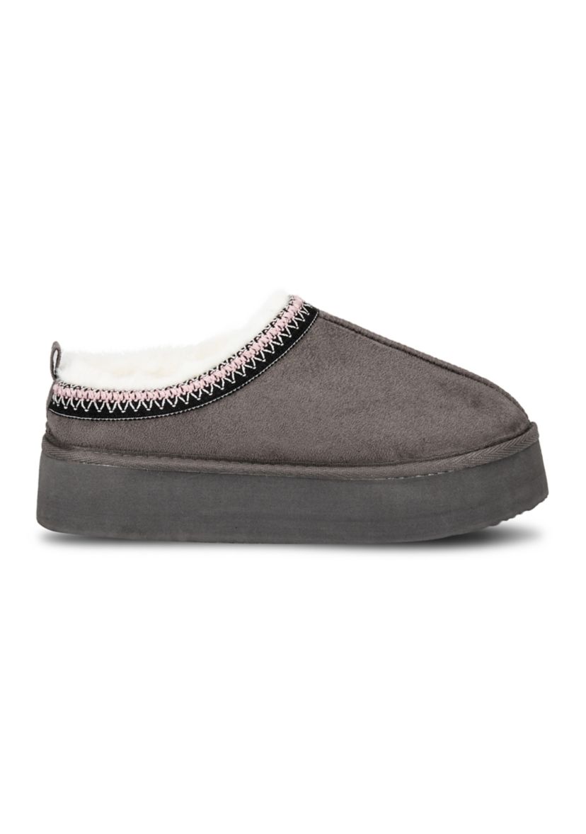 Womens Microsuede Platform Clog Slippers