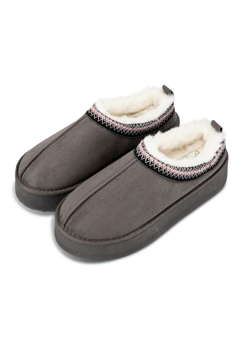 Womens Microsuede Platform Clog Slippers