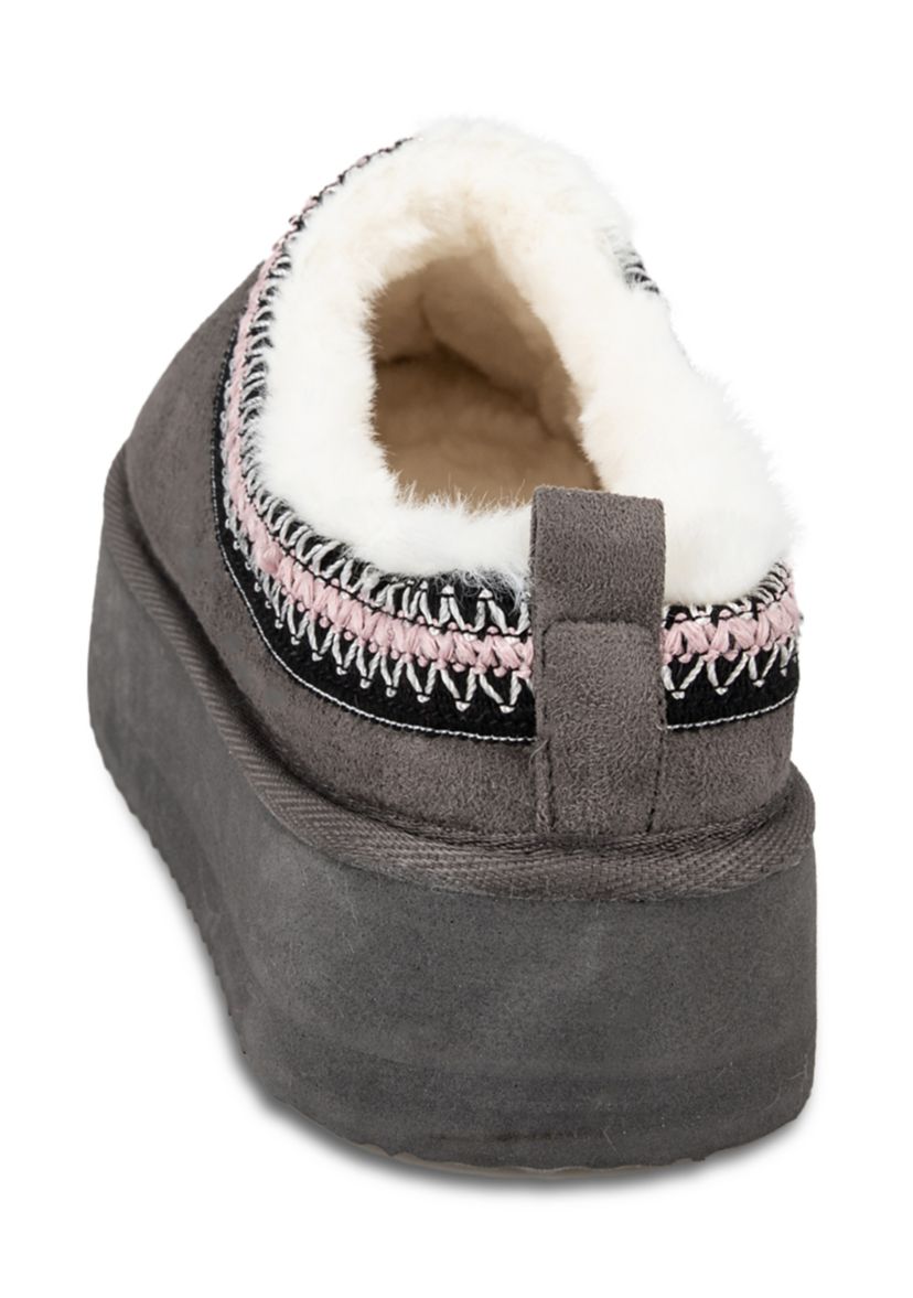 Womens Microsuede Platform Clog Slippers