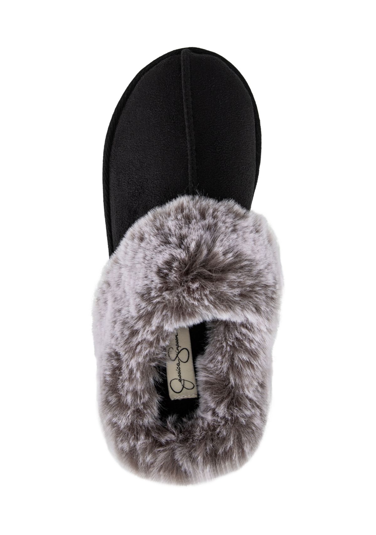 Womens Microsuede Tipped Faux-Fur Clog Slippers