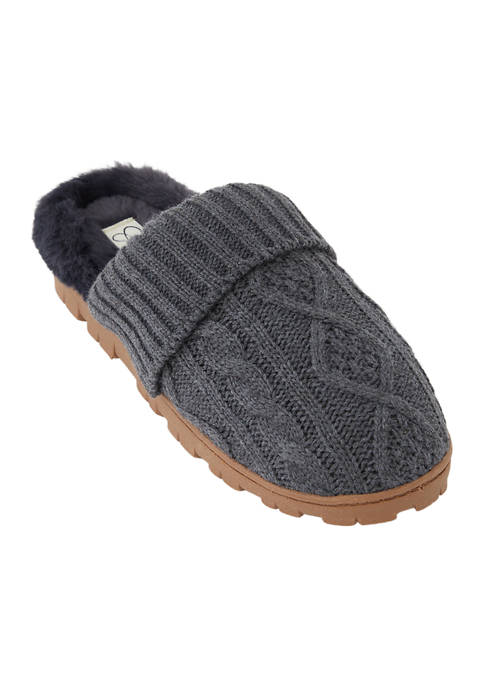 Jessica Simpson Cable Knit Indoor Outdoor Scuff Slippers