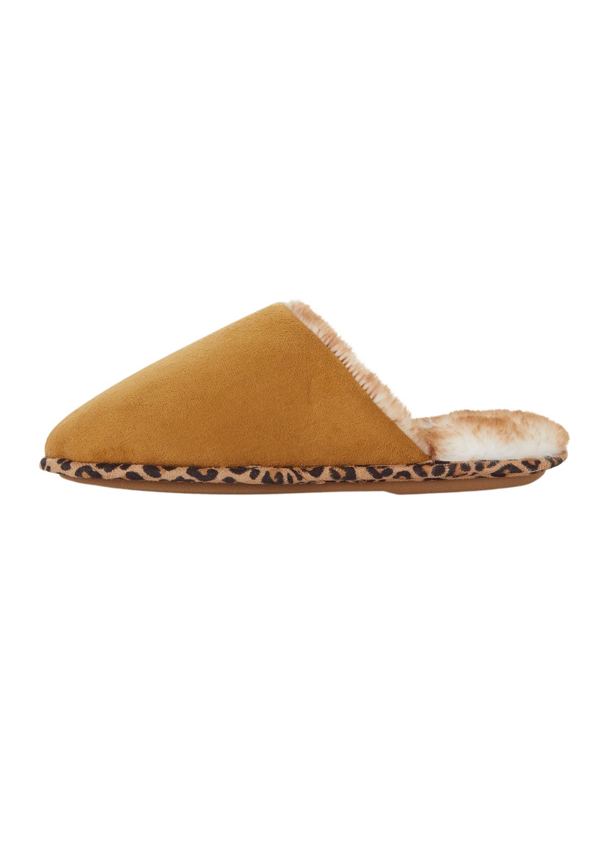 Microsuede Scuff Plush Leopard Lined Slippers