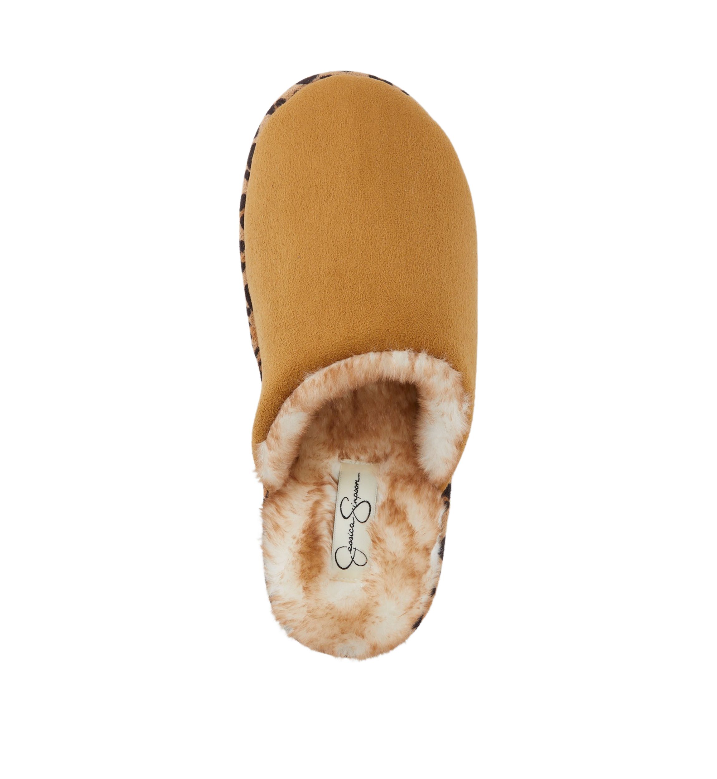 Microsuede Scuff Plush Leopard Lined Slippers