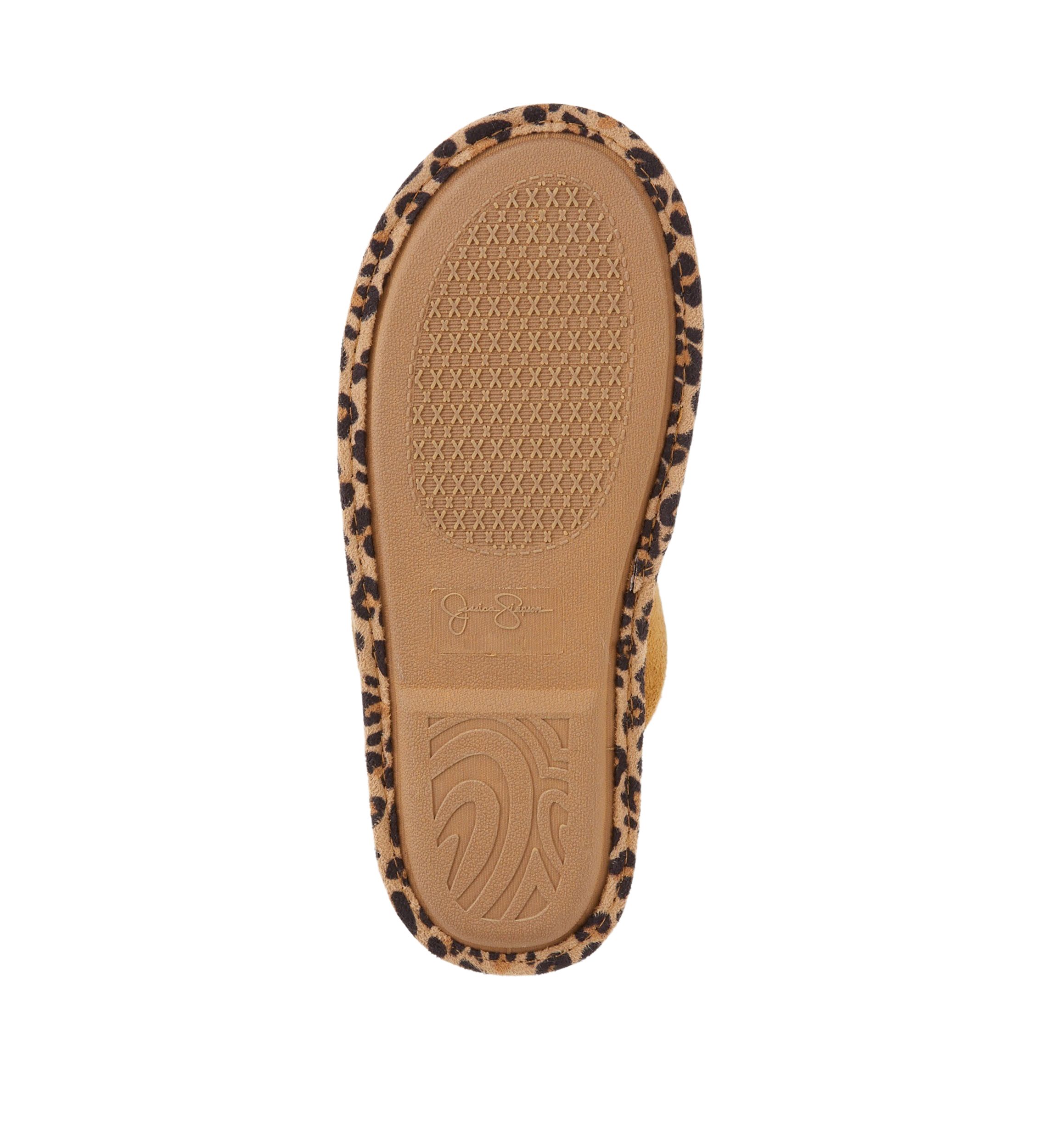 Microsuede Scuff Plush Leopard Lined Slippers