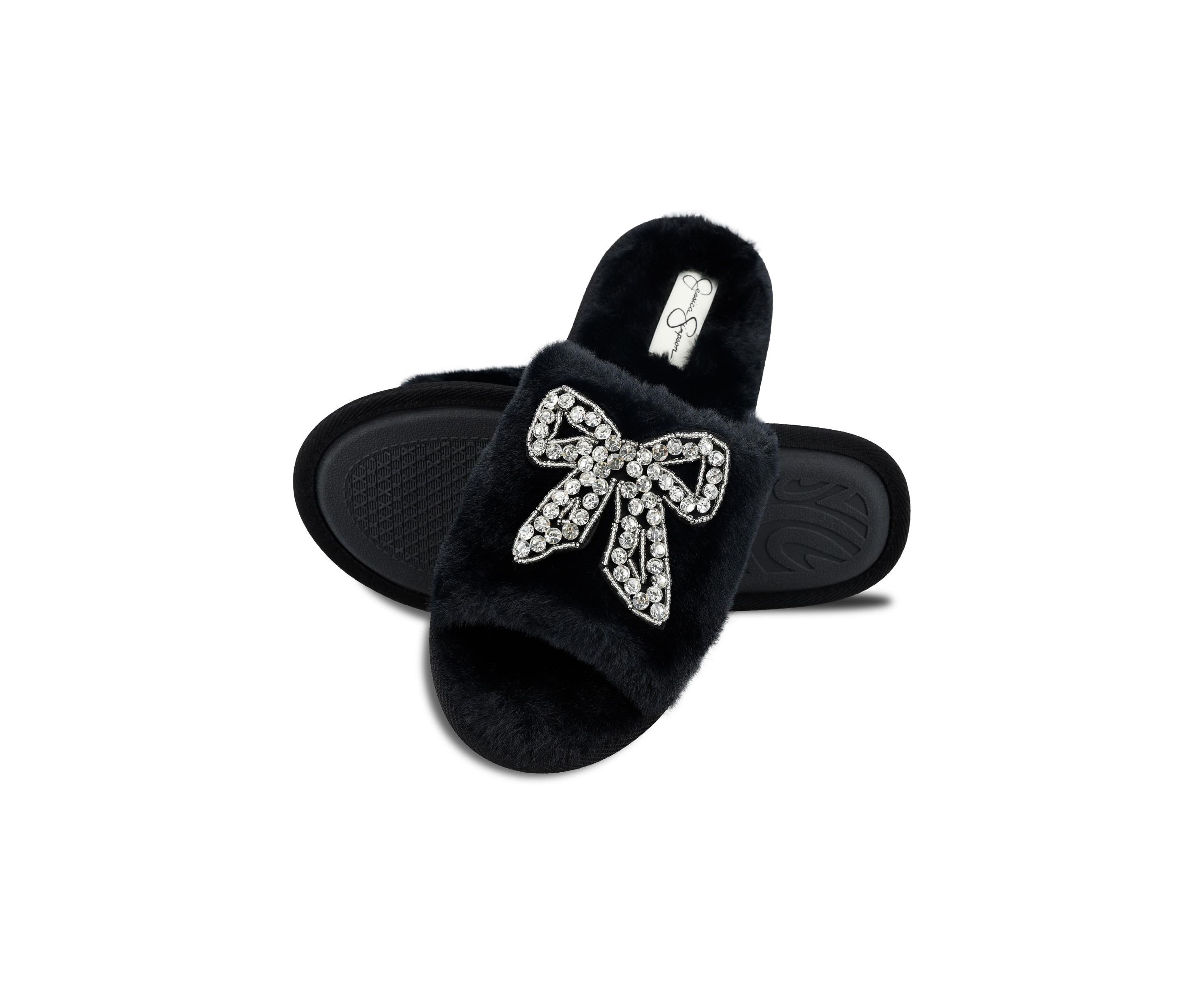 Bead Bow One Band Slide Slippers