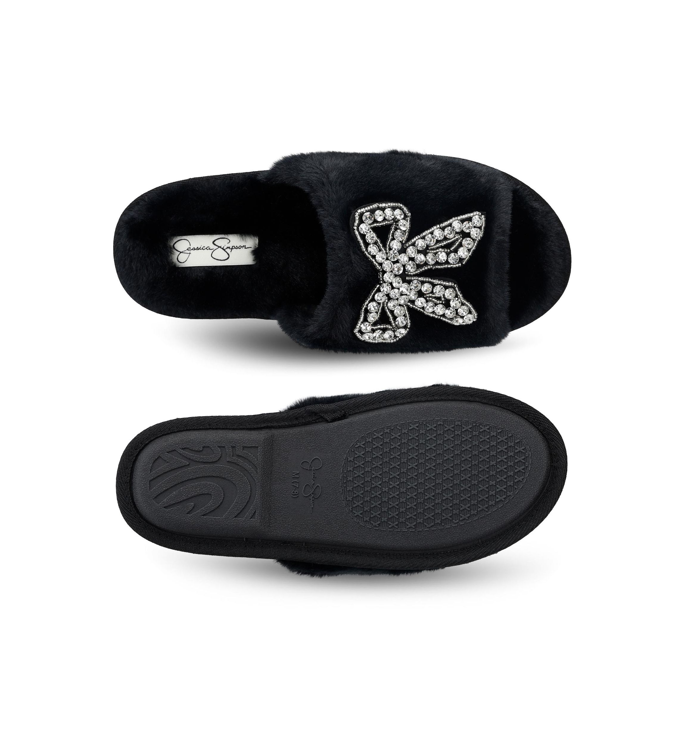 Bead Bow One Band Slide Slippers