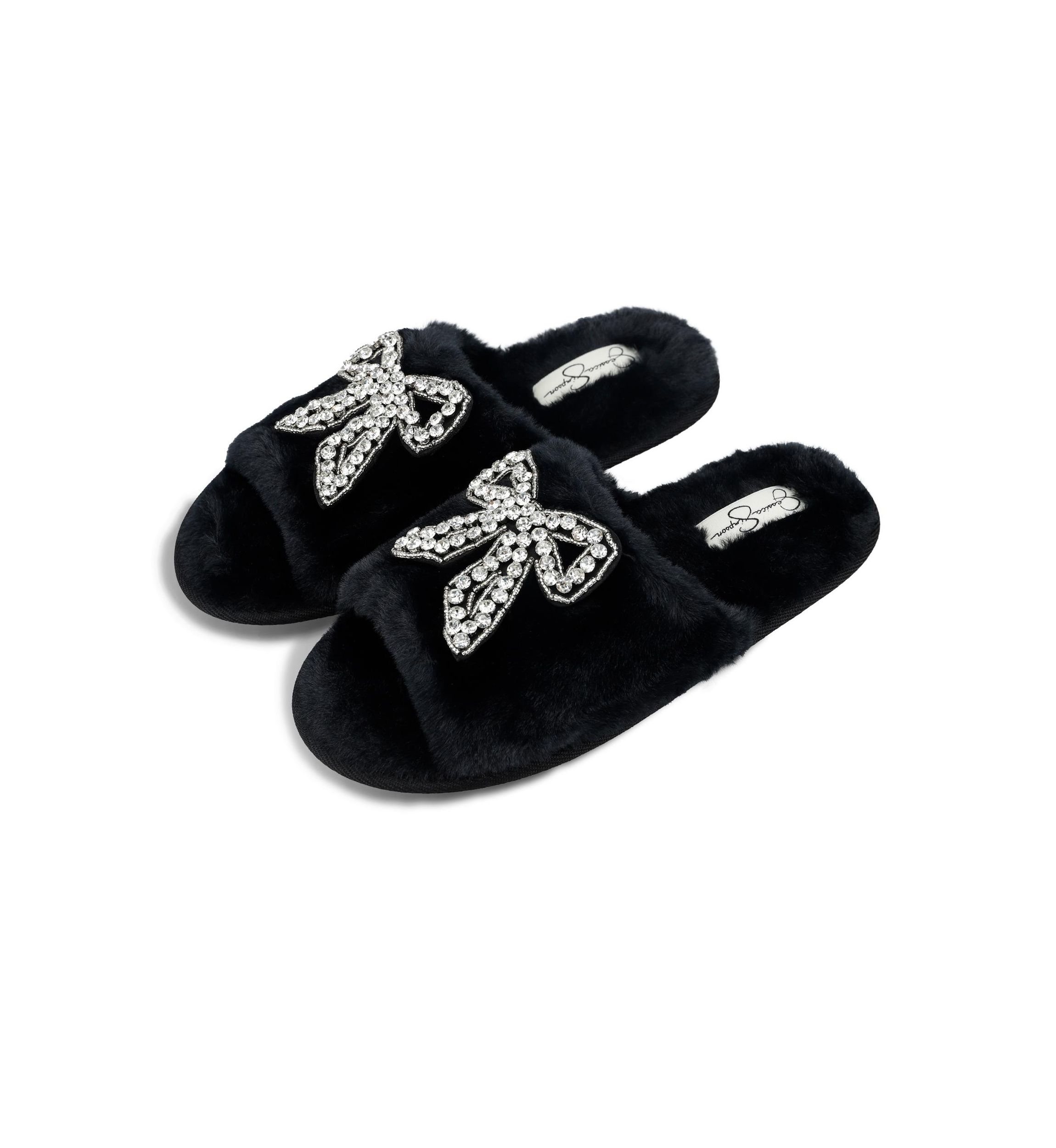 Bead Bow One Band Slide Slippers