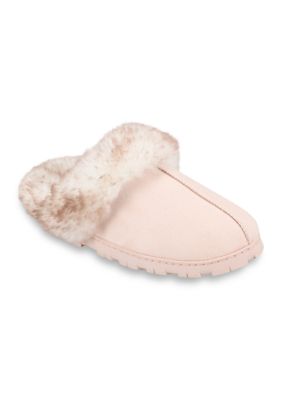 Jessica Simpson Women's Tipped Faux Fur Microsuede Clog Slippers