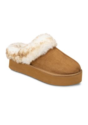 Jessica Simpson Women's Tipped Faux Fur Clog Slippers