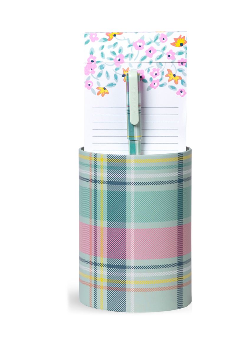 Pen Cup Set, Pastel Plaid