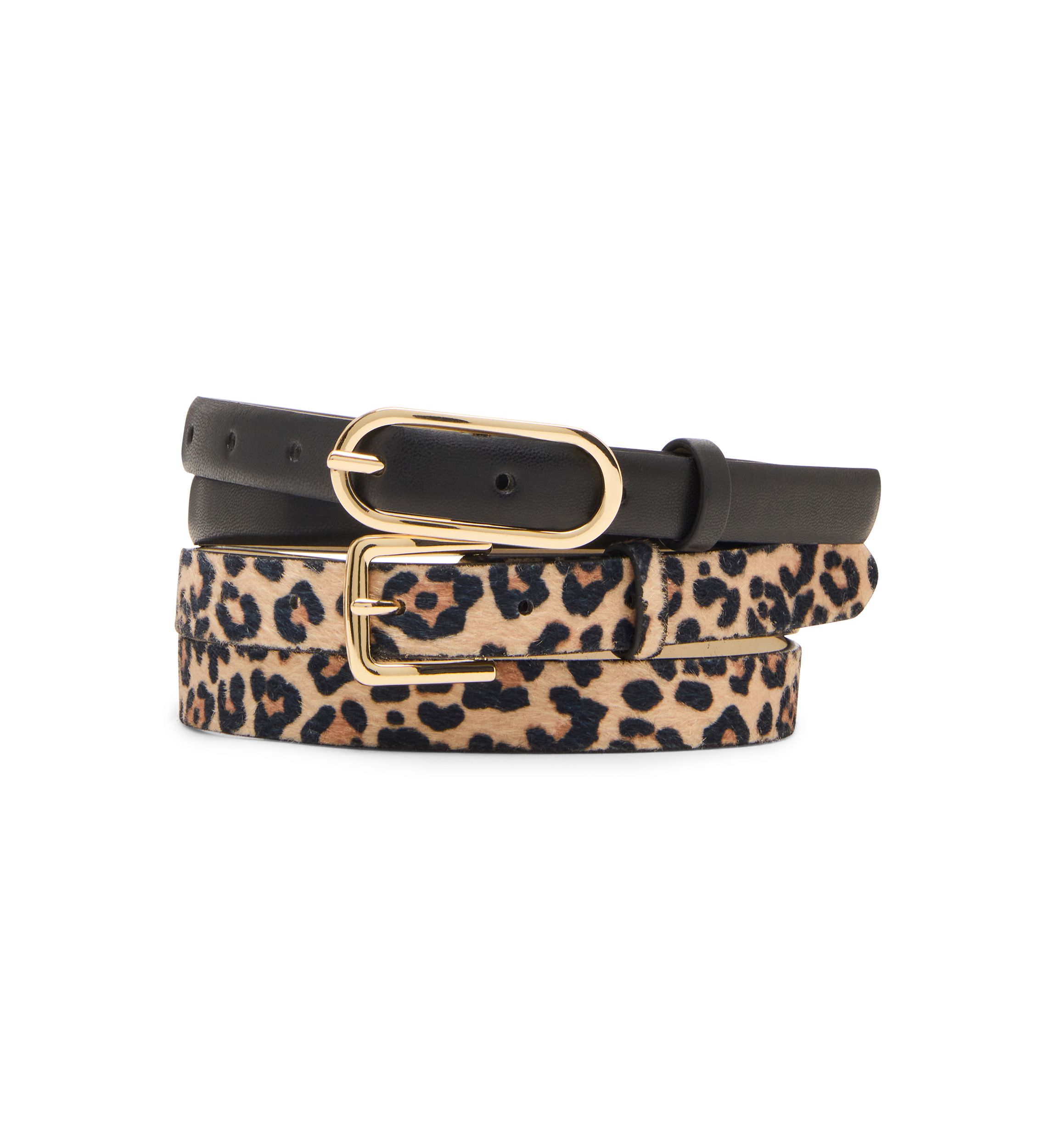 Oval and Calff Hair Printed Leopard 2 for 1 Belts