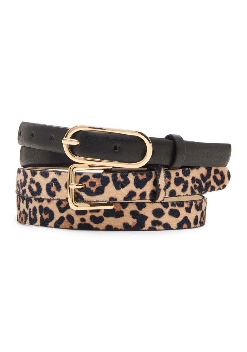Oval and Calff Hair Printed Leopard 2 for 1 Belts