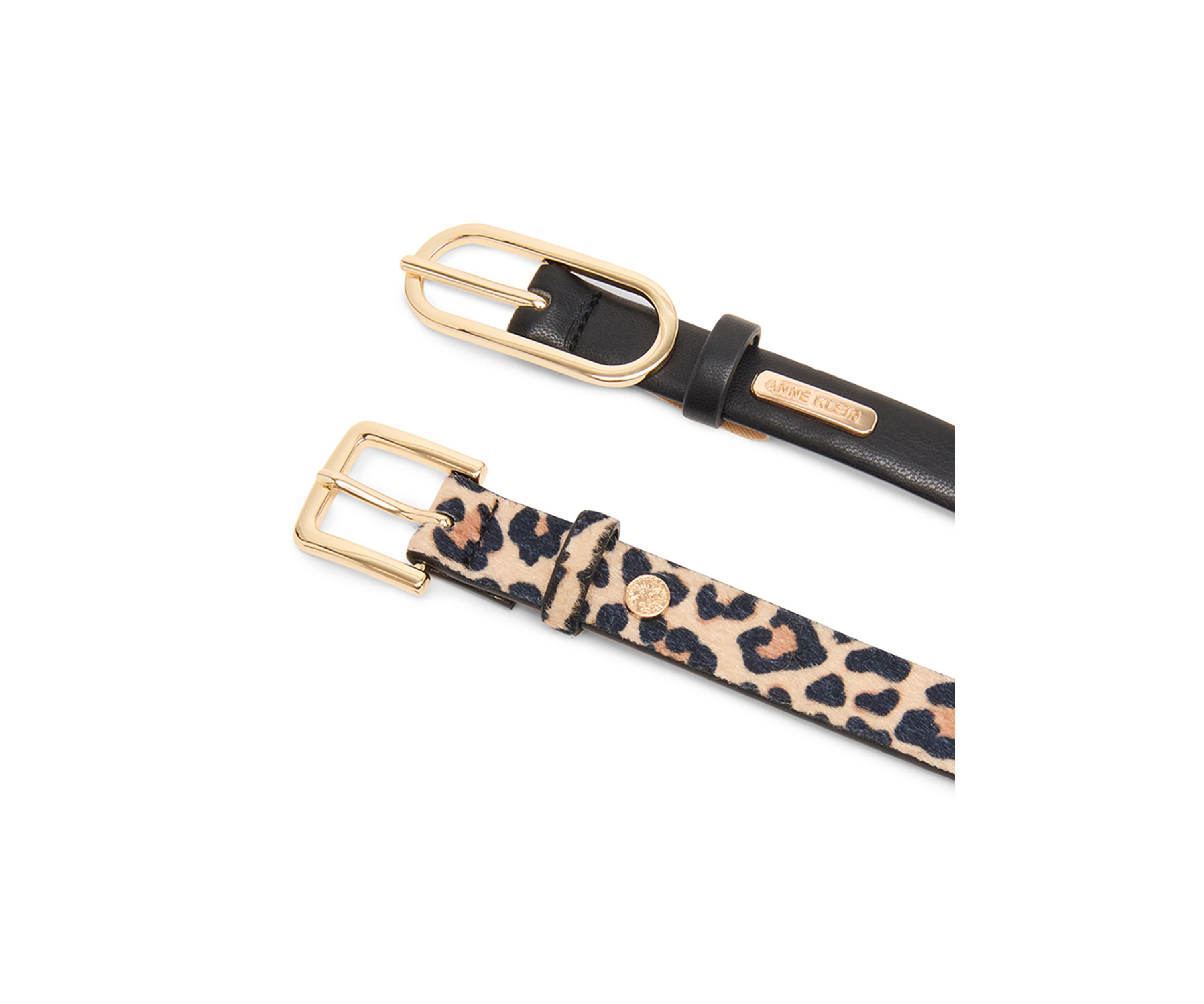 Oval and Calff Hair Printed Leopard 2 for 1 Belts