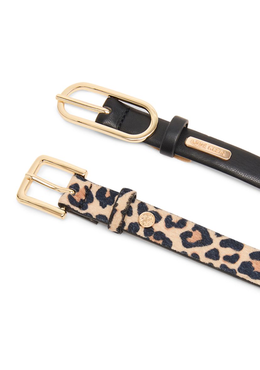 Oval and Calff Hair Printed Leopard 2 for 1 Belts