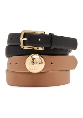 Anne Klein Women's Domed Belt and Rectangular Belt Set, XL