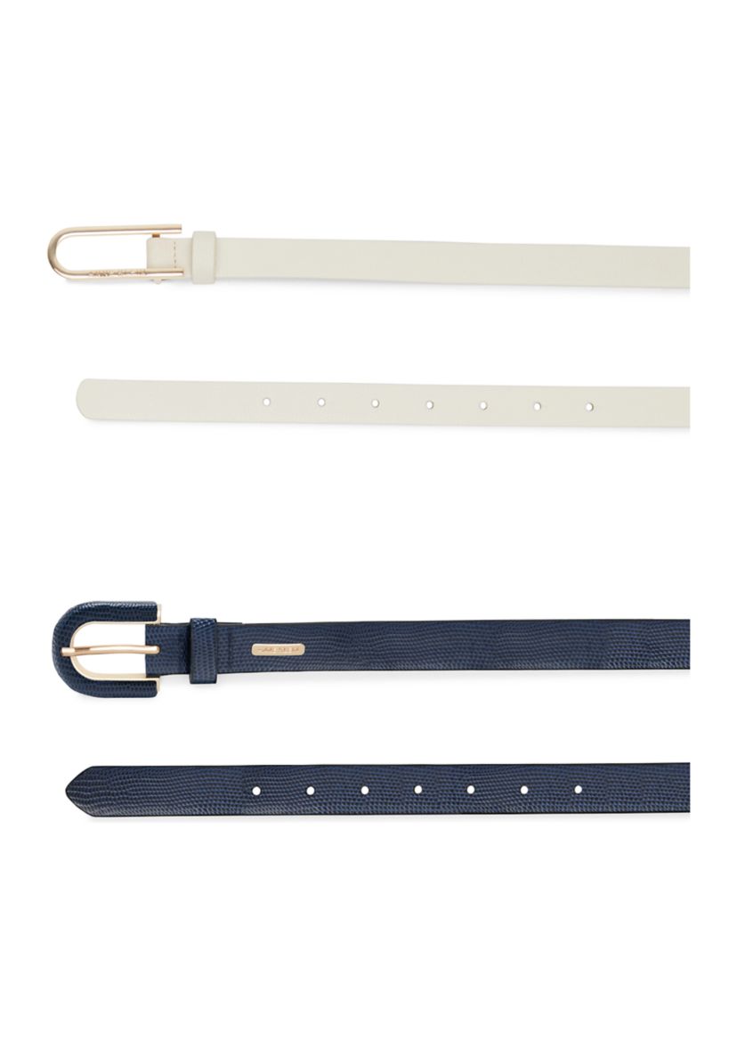 Covered Buckle Skinny Pebble 2Fer Belt