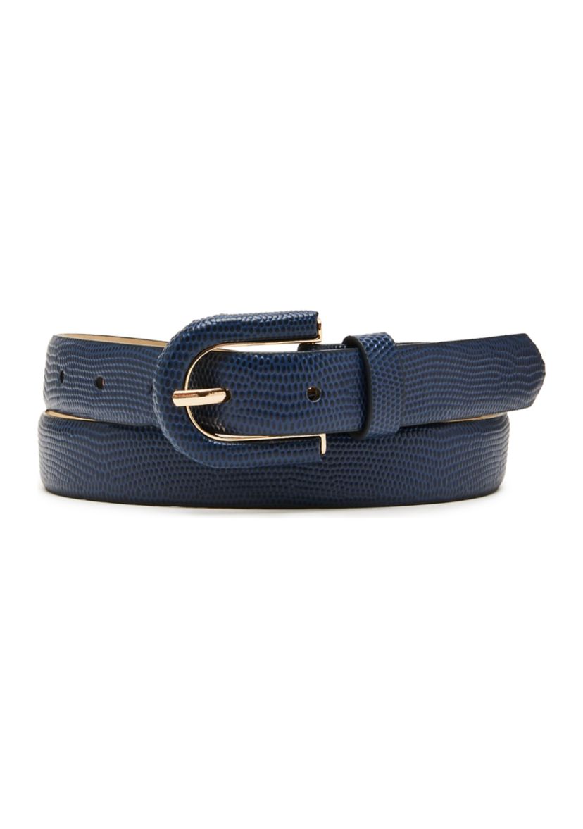 Covered Buckle Skinny Pebble 2Fer Belt