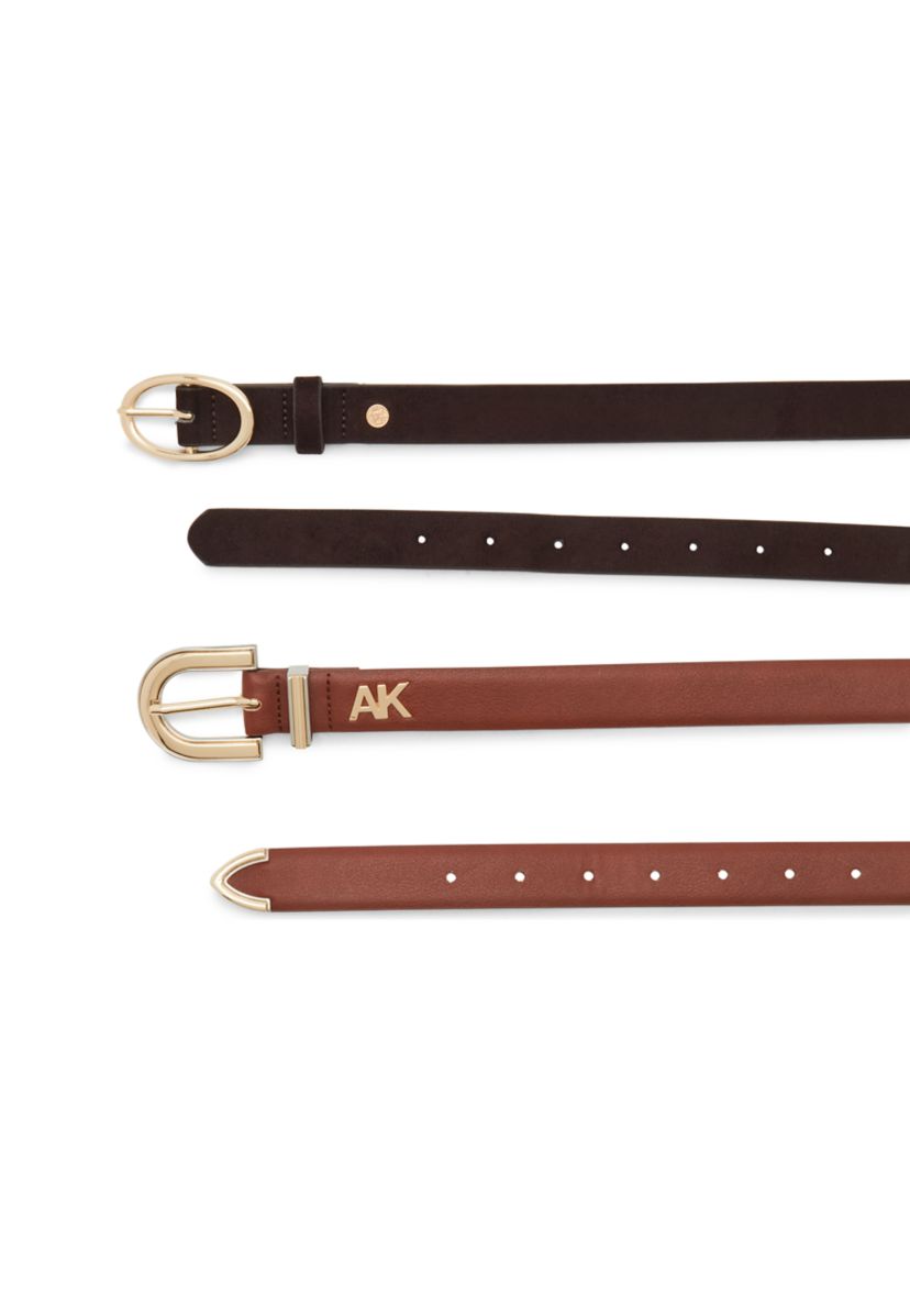 Leather and Suede Belts - Set of 2