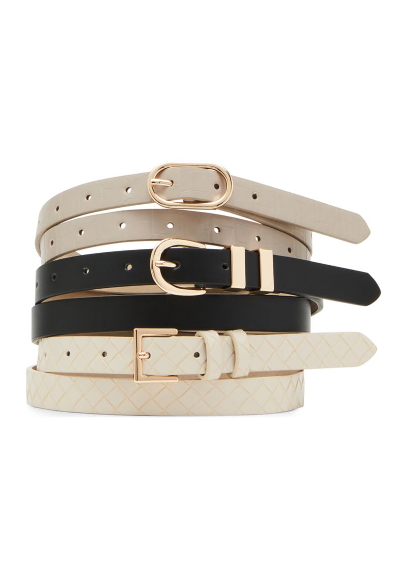 3 for 1 Crocodile and Embossed Belt Set