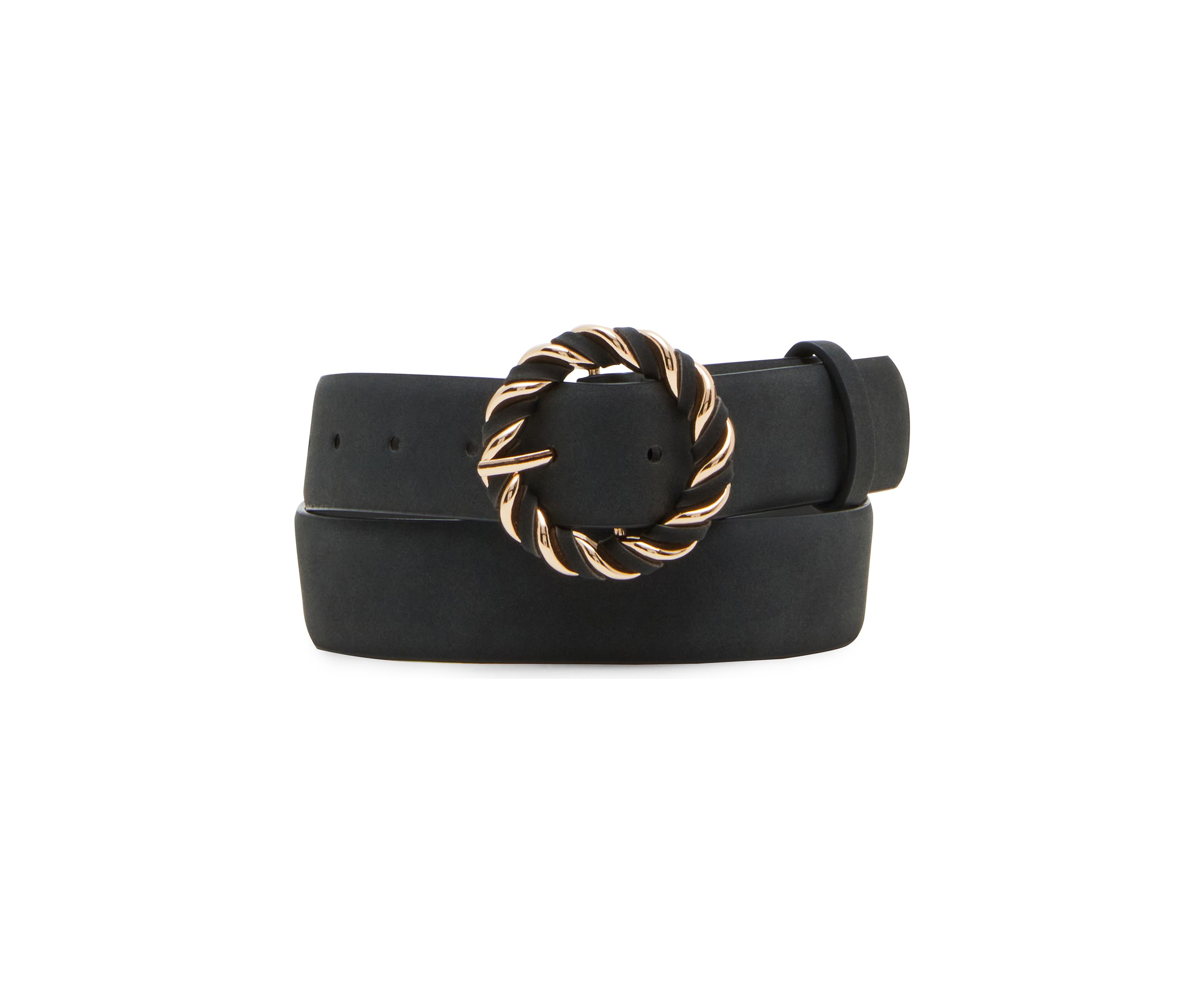 Twisted Buckle Faux Suede Belt