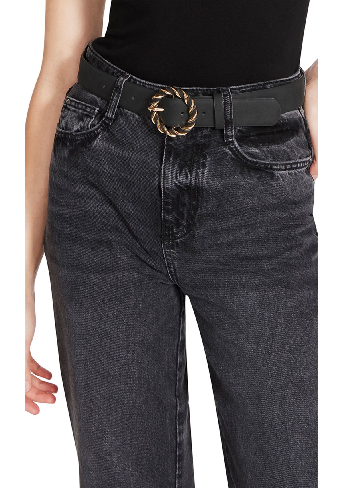 Twisted Buckle Faux Suede Belt