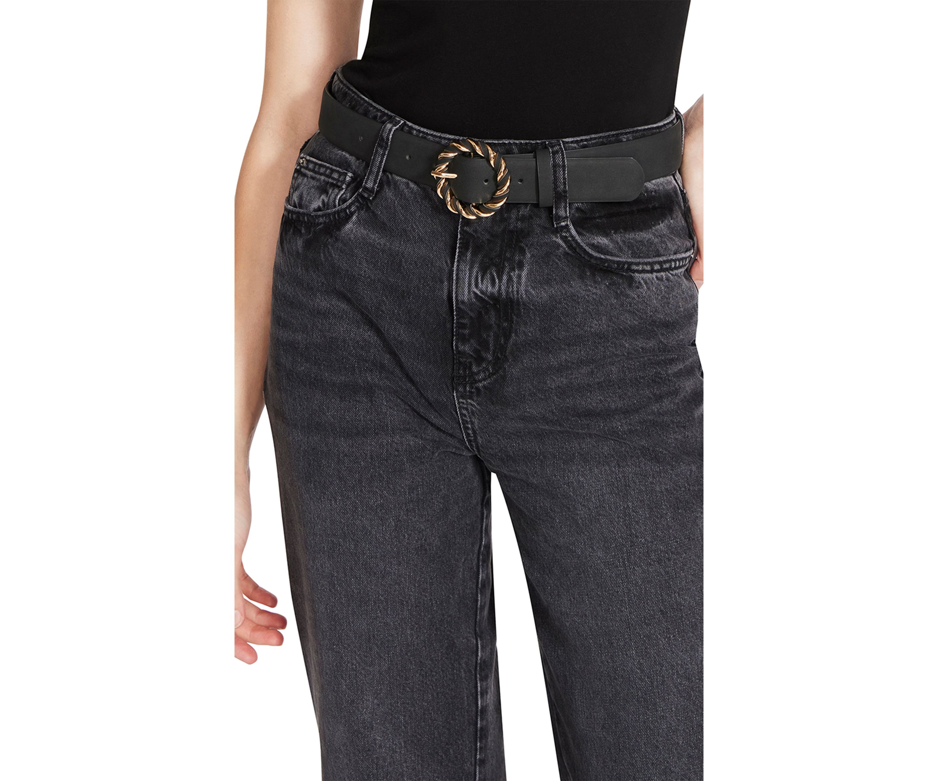 Twisted Buckle Faux Suede Belt