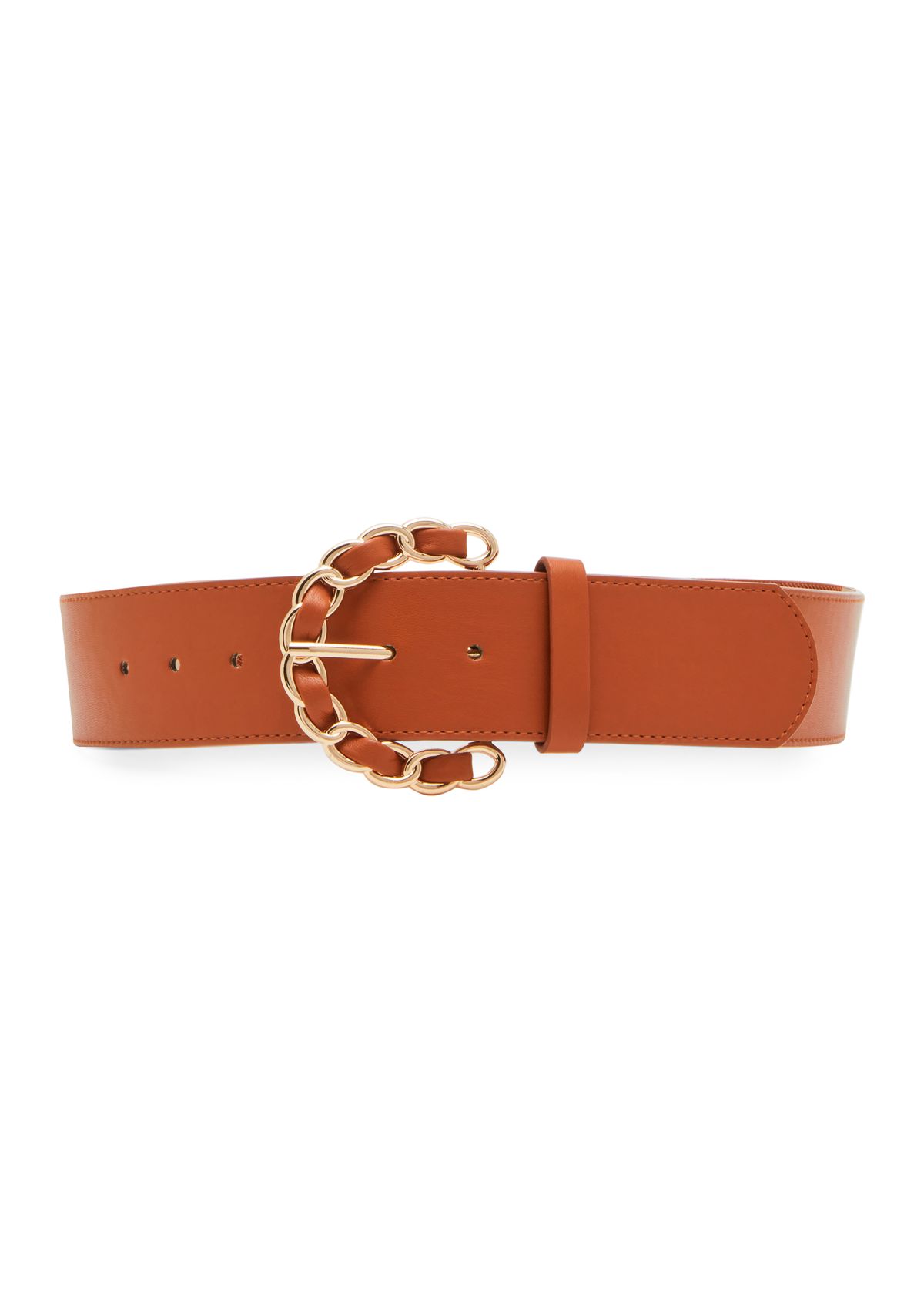 Chain Link Buckle Suede Stretch Waist Belt