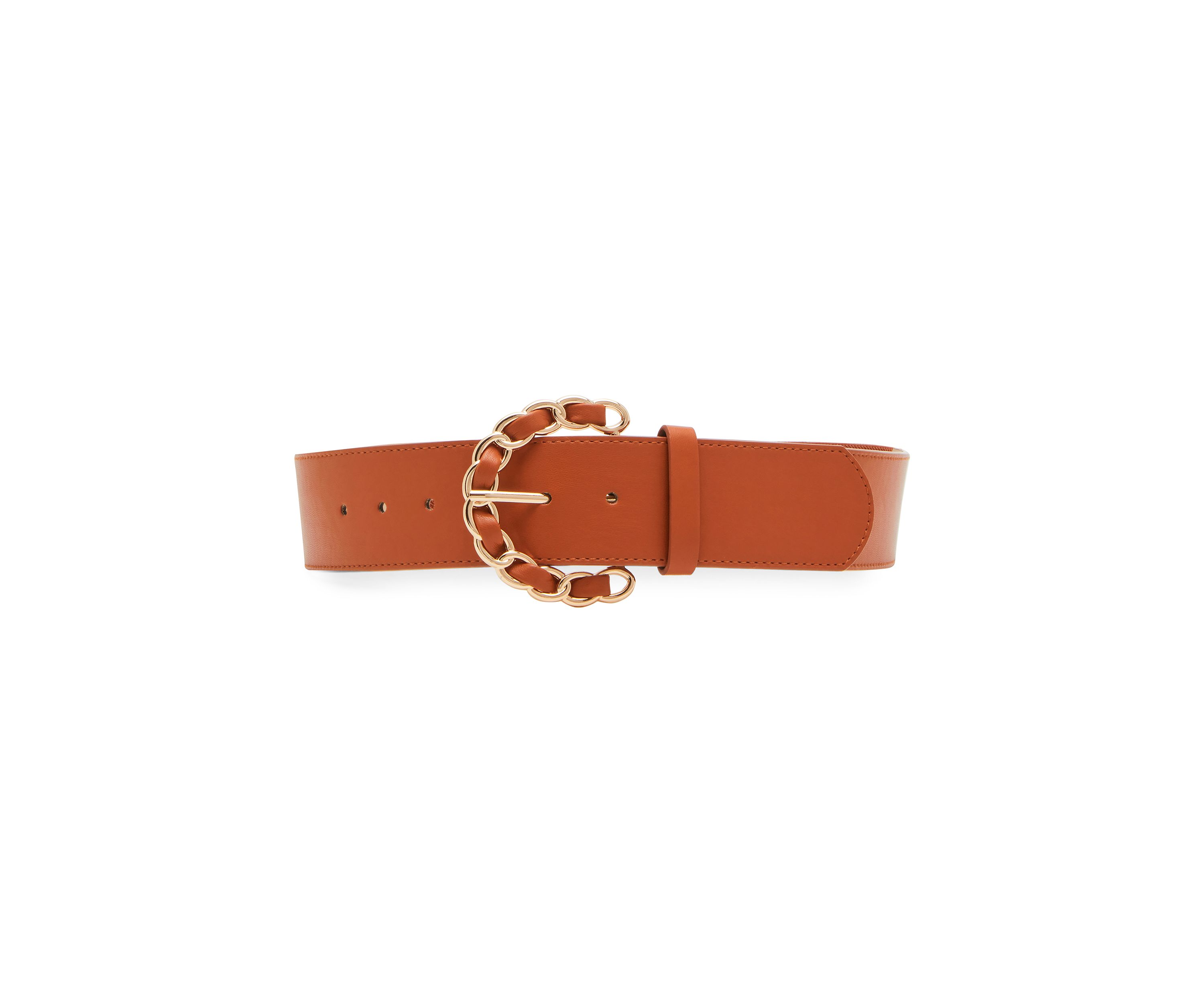 Chain Link Buckle Suede Stretch Waist Belt