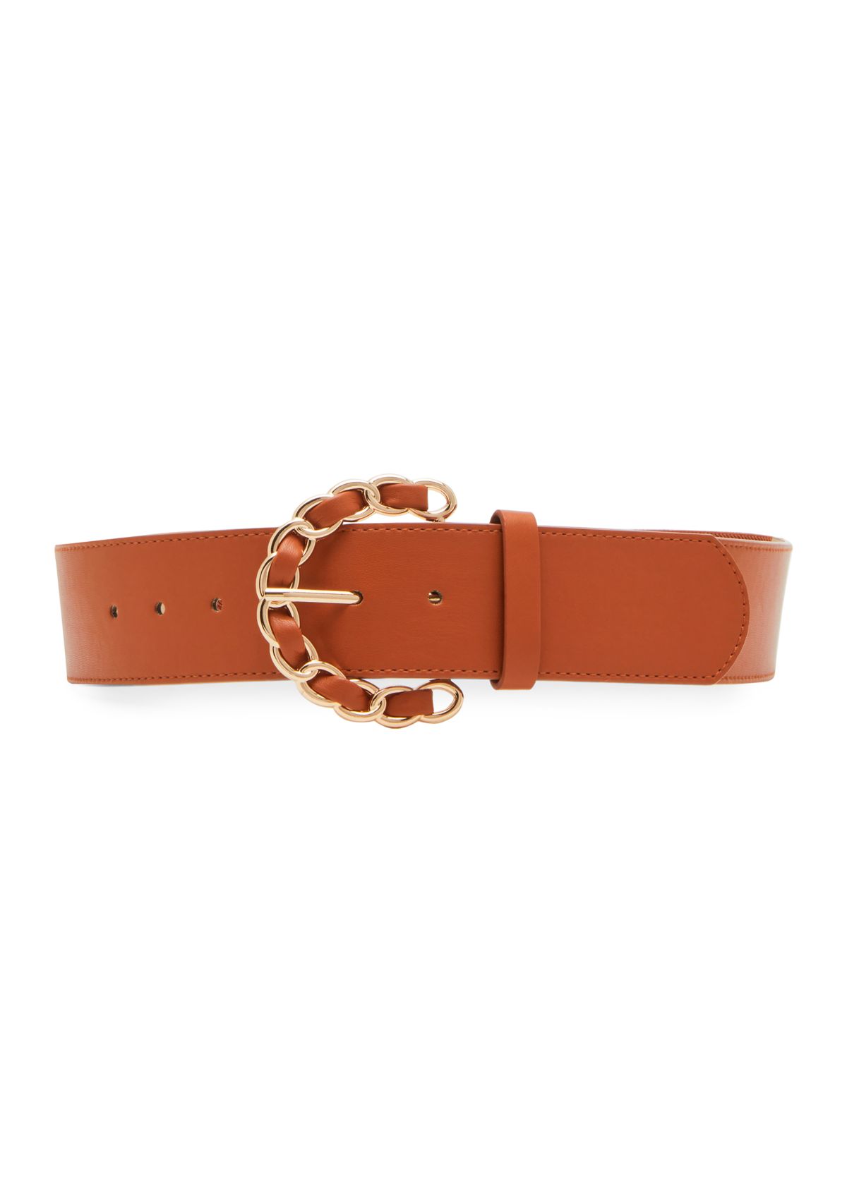 Chain Link Buckle Suede Stretch Waist Belt