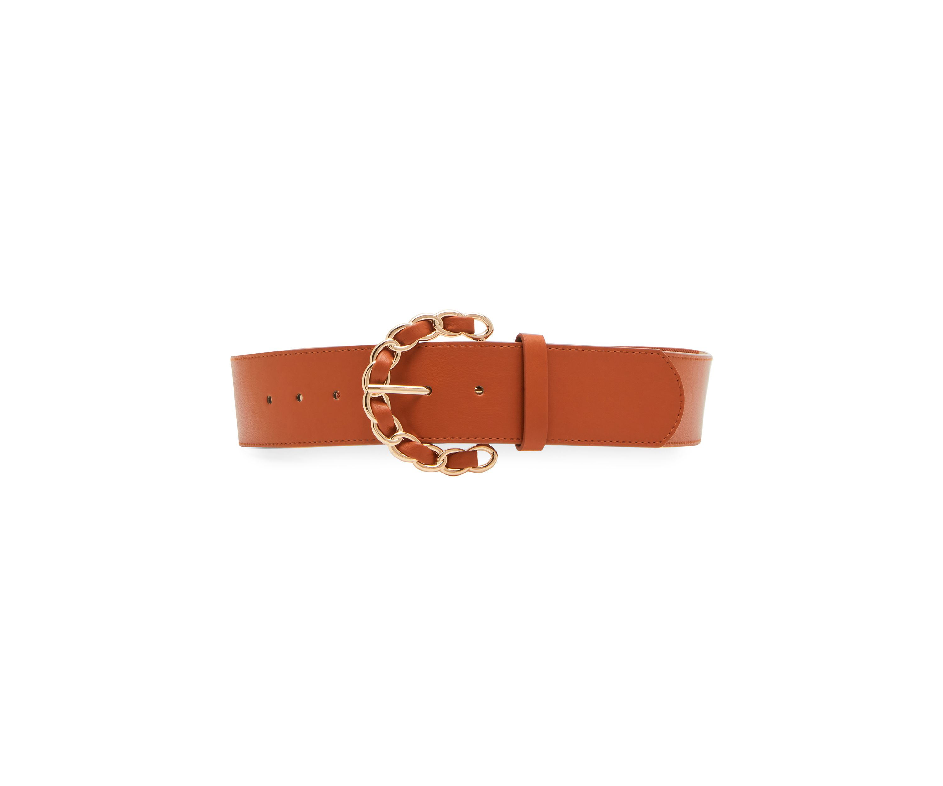 Chain Link Buckle Suede Stretch Waist Belt