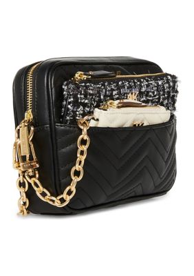 Anne Klein Quilted Crescent Shoulder Bag With Swag Chain