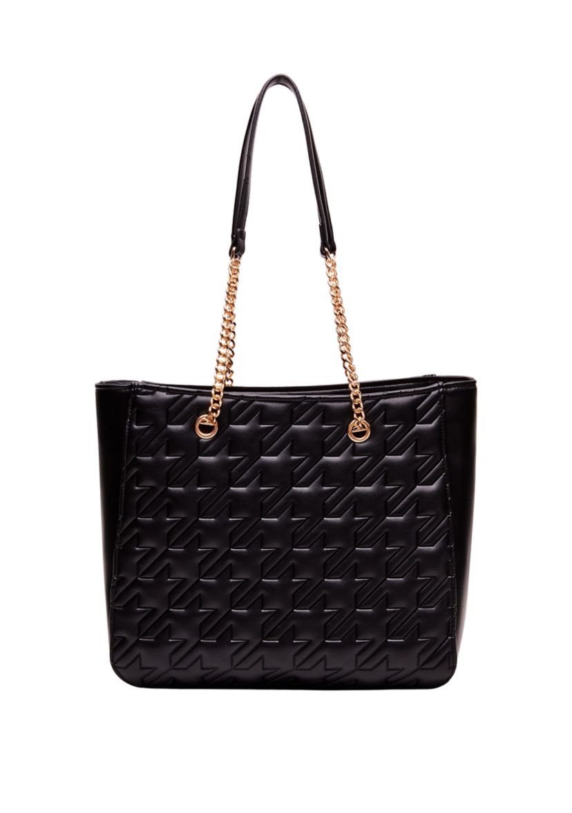 Double Handle Quilted Houndstooth Tote Bag
