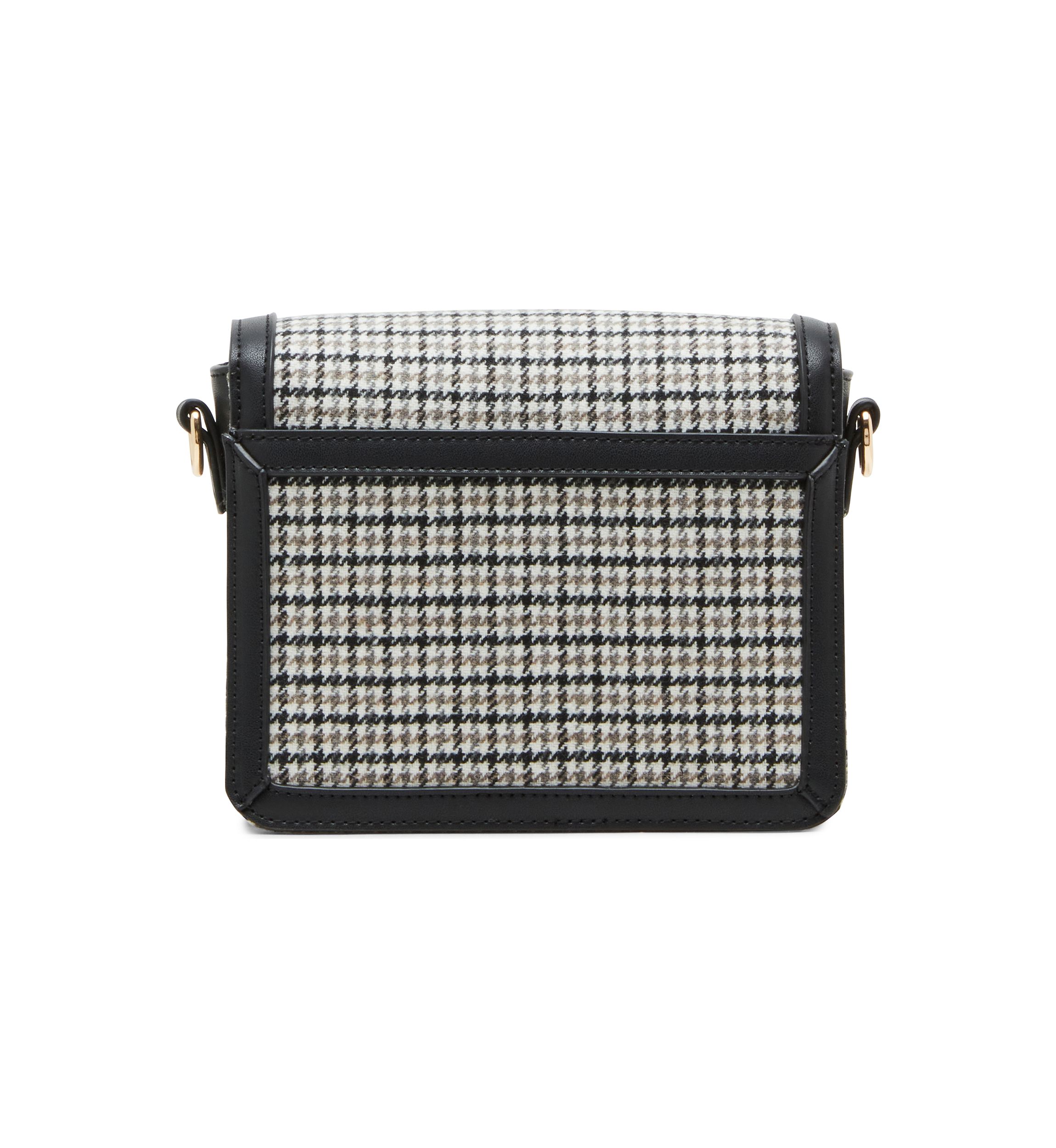 Houndstooth Flap Crossbody with Trim 