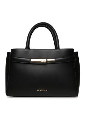 Anne Klein Women s Convertible with Turn Lock Satchel Bag Black