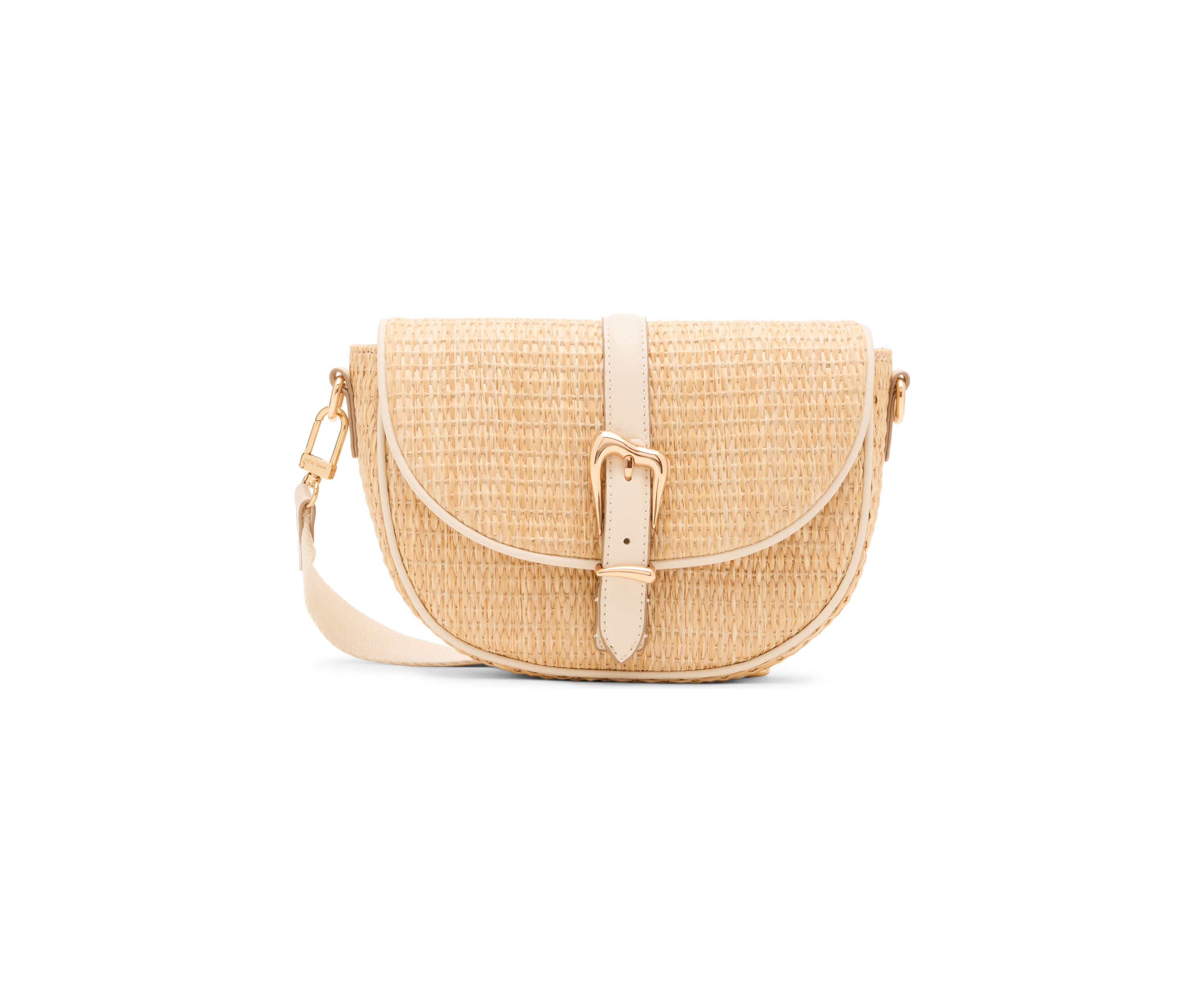 Straw Saddle Bag with Detachable Strap