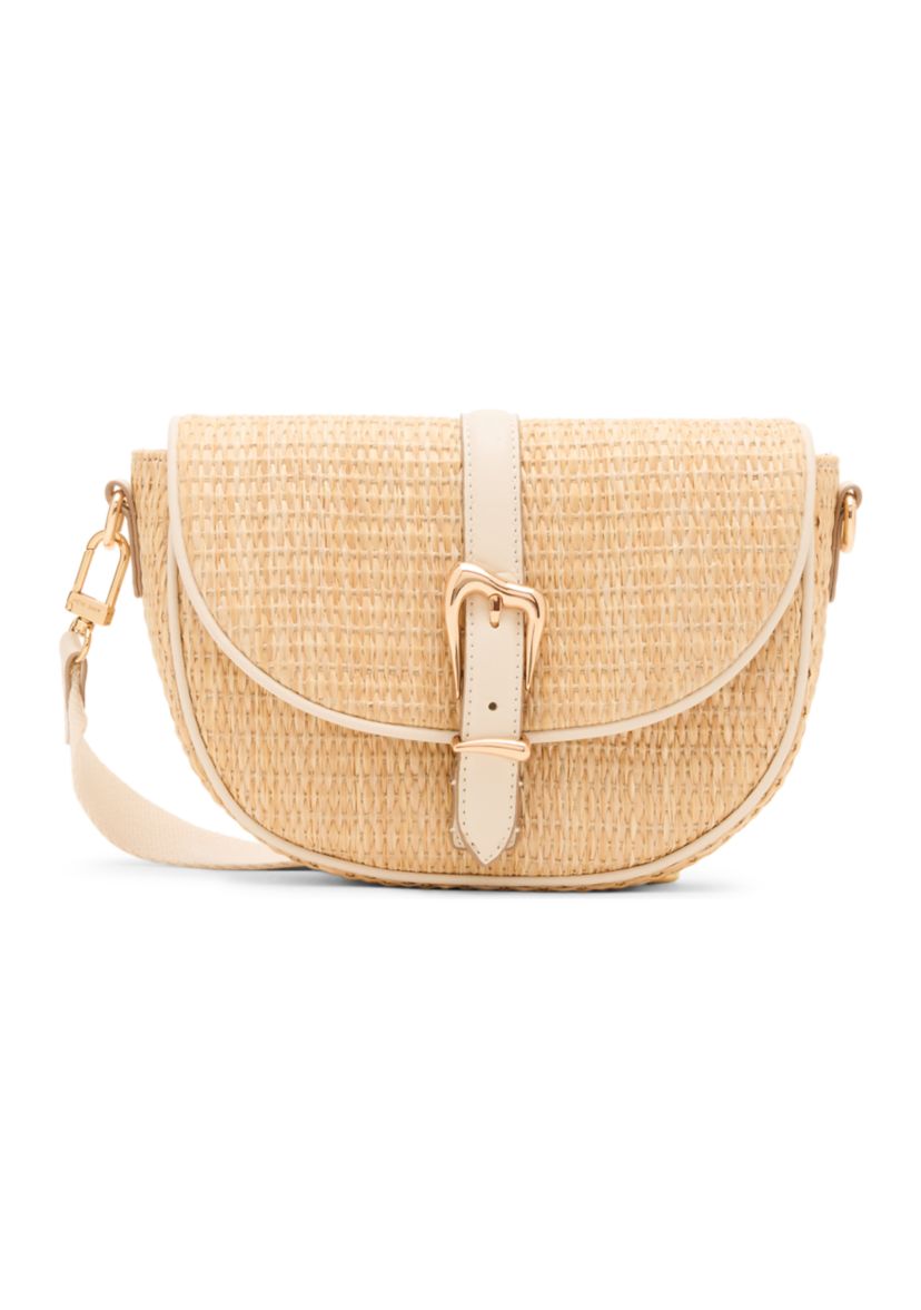 Straw Saddle Bag with Detachable Strap