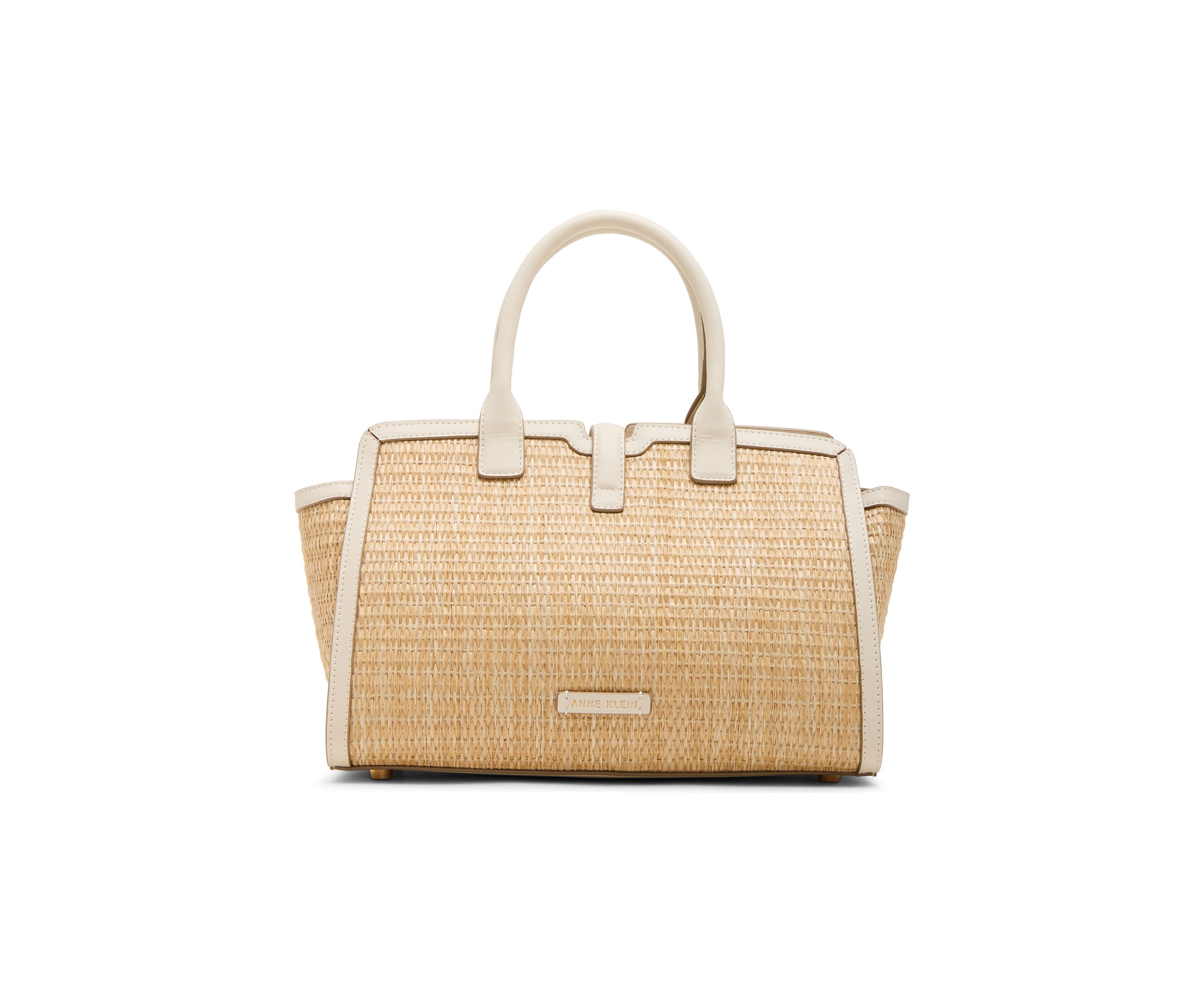Straw Satchel with Detachable Strap