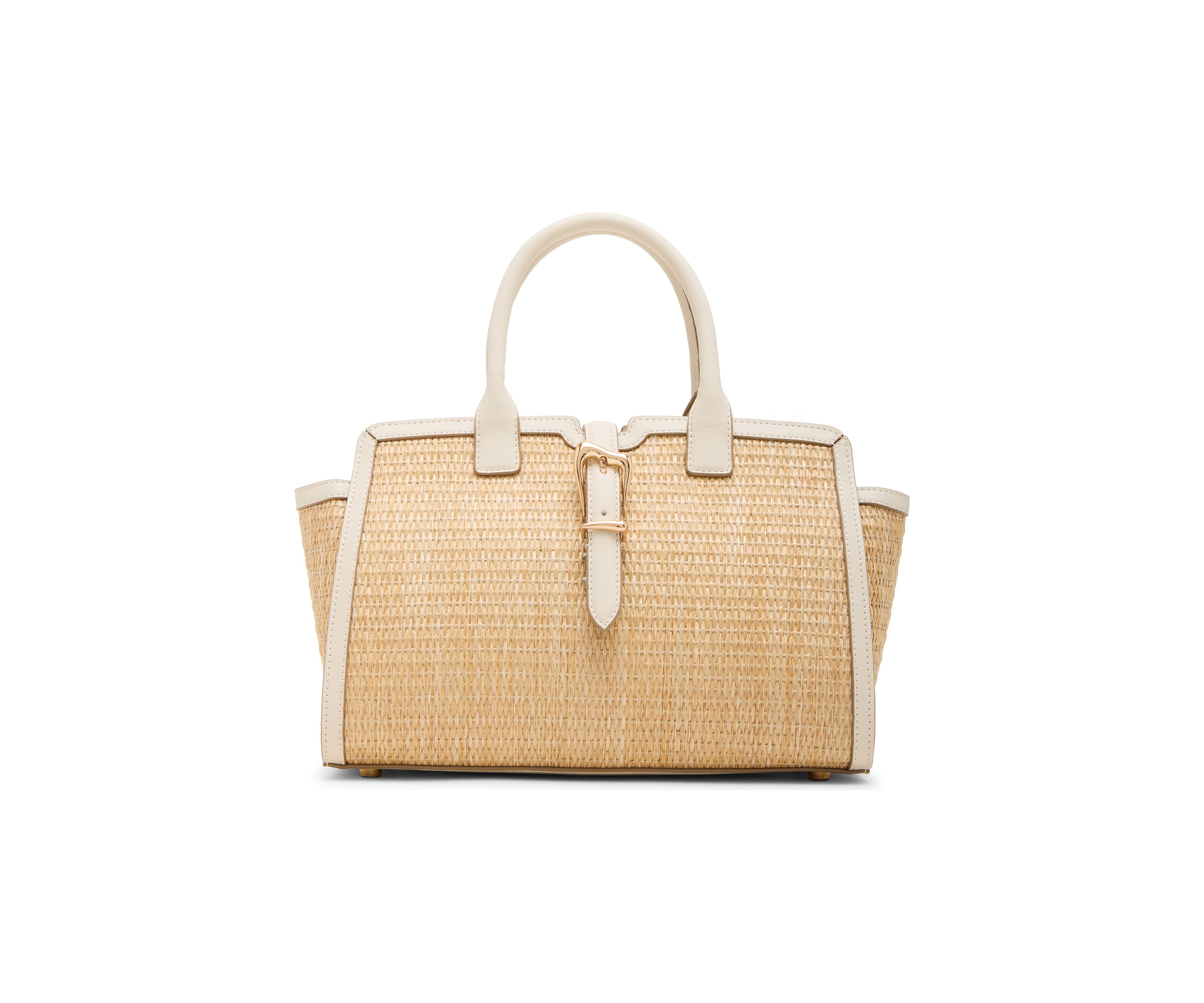 Straw Satchel with Detachable Strap