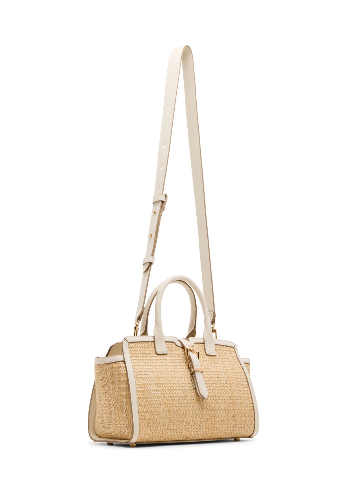 Straw Satchel with Detachable Strap