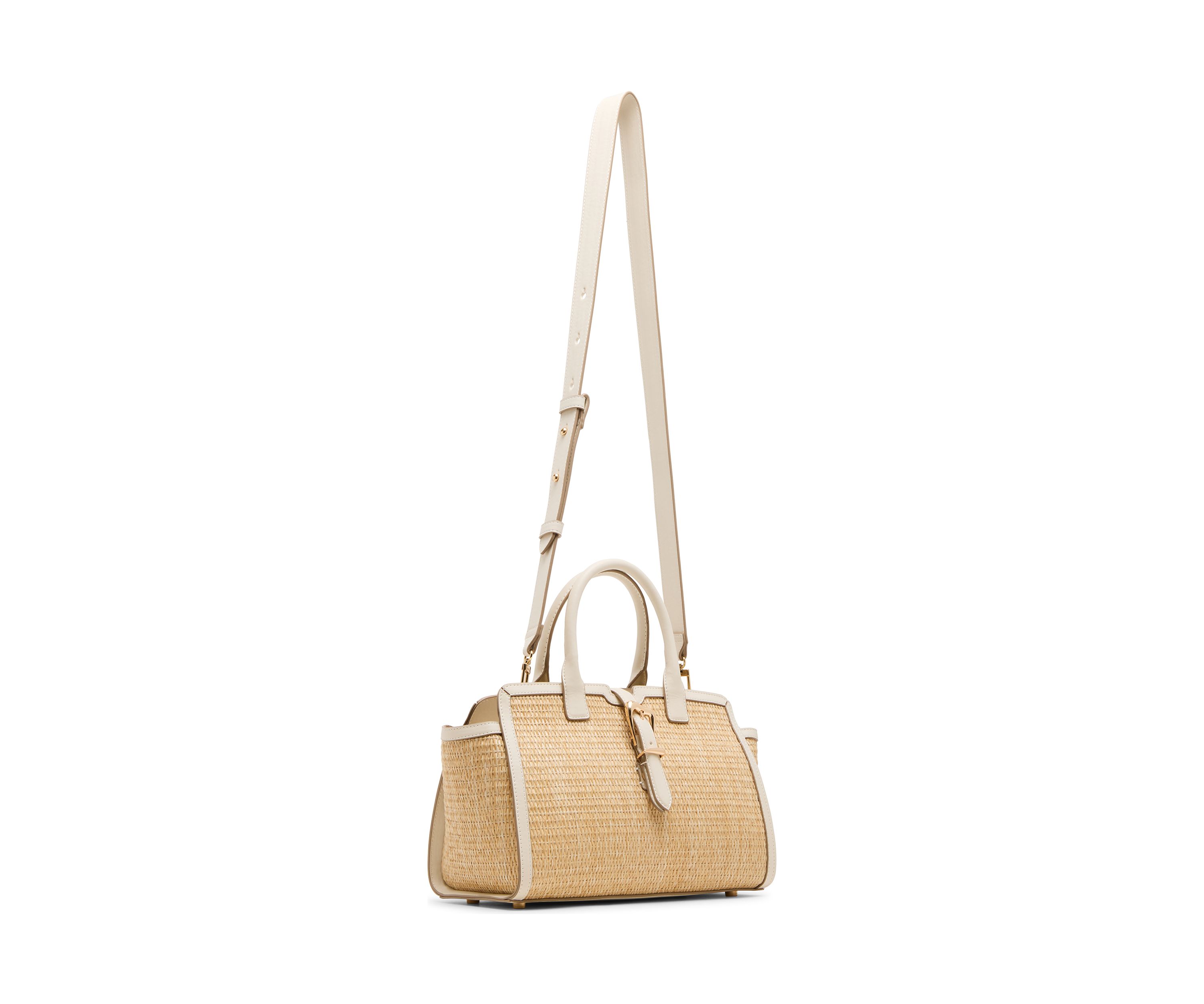 Straw Satchel with Detachable Strap