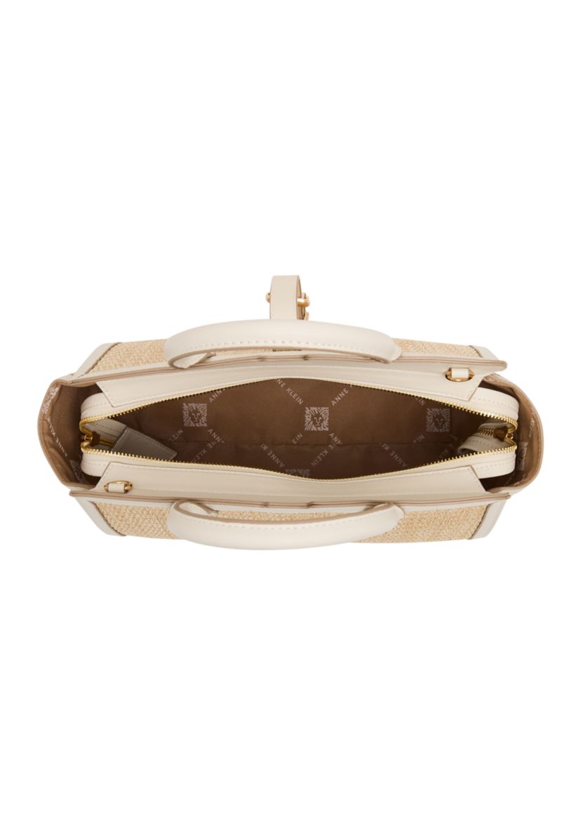 Straw Satchel with Detachable Strap