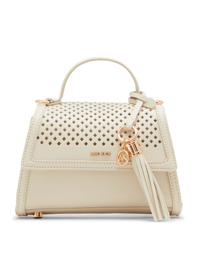 Perforated Flap Top Handle Crossbody