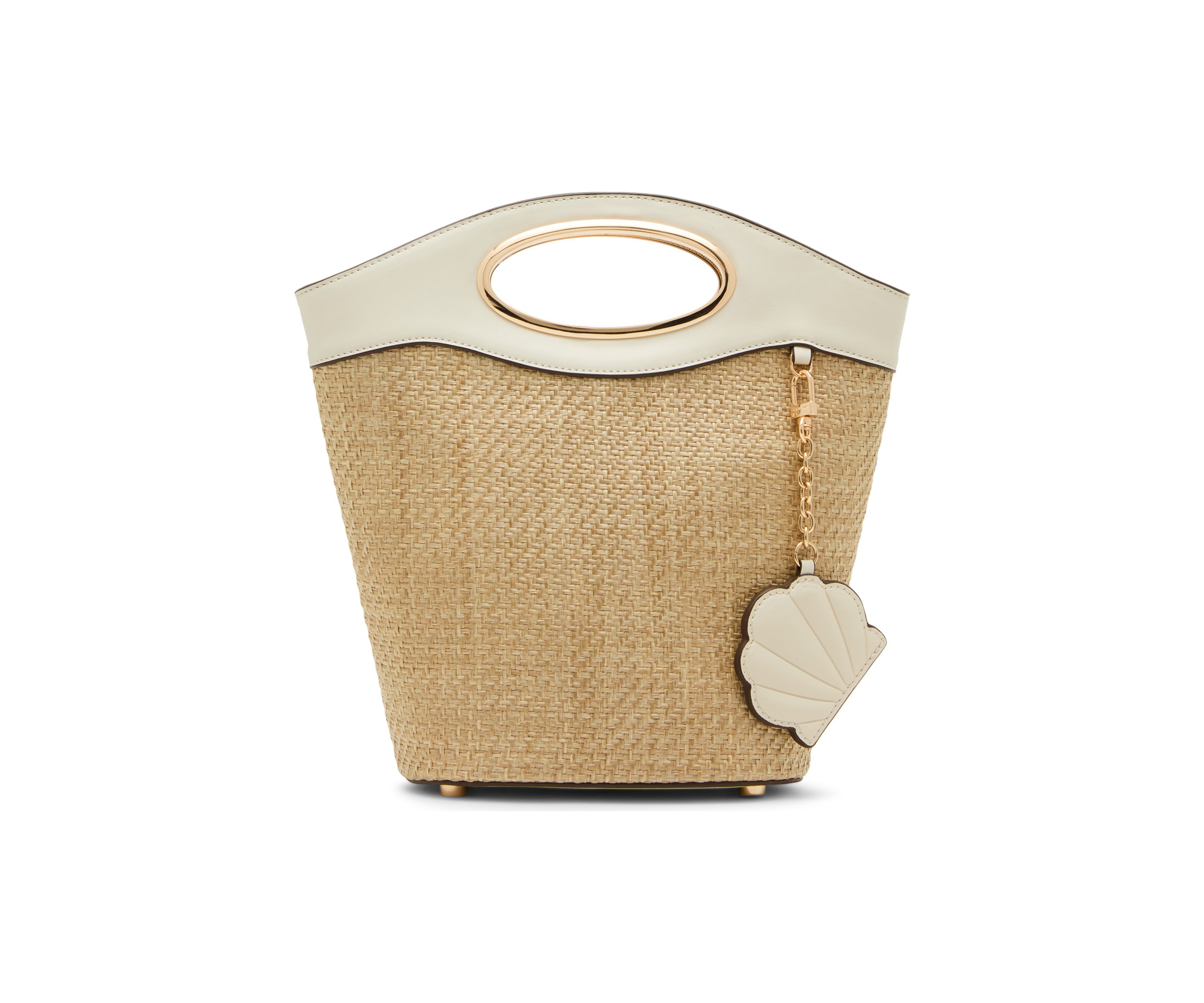 Oval Handle Bucket Bag with Crossbody Strap